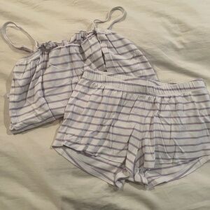 Lake Pajamas Pima Cotton Ruffle Shorts Set Size M